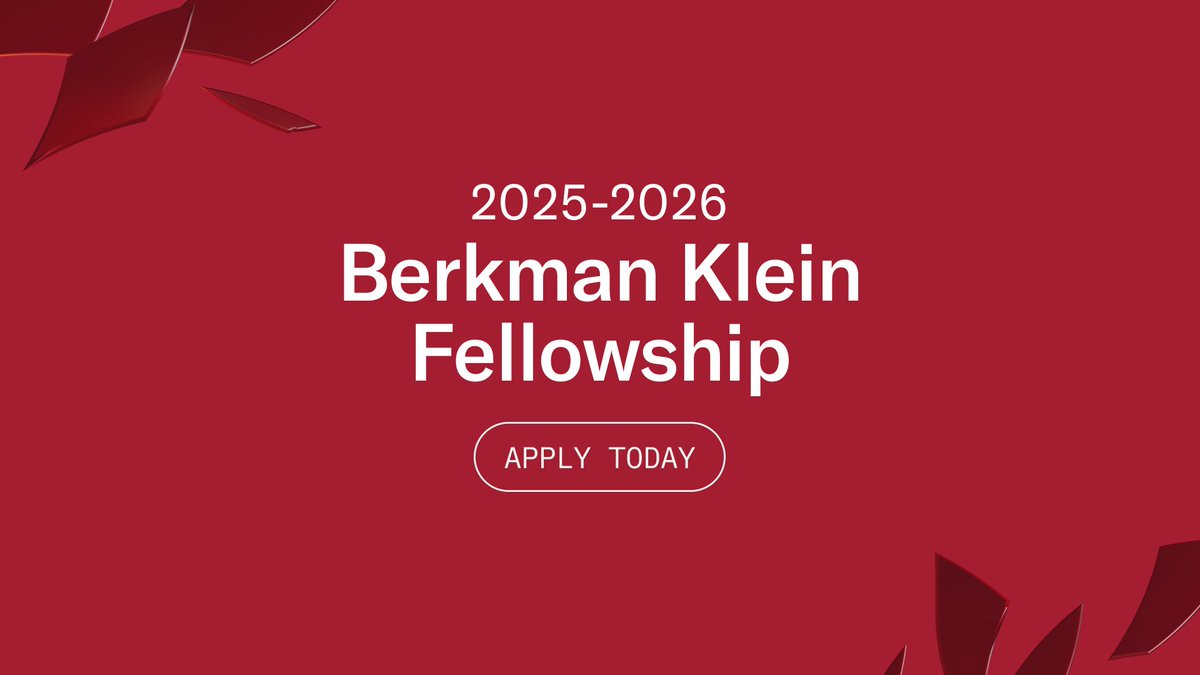 Berkman Klein Center for Internet & Society (@bkcharvard) on Twitter photo The Berkman Klein Center 2025-26 Fellowship is now open! Academics & practitioners exploring AI, policy, media, & digital society—this is your moment. Apply now & join us in Cambridge. Read more » brk.mn/2526fellowship <a href="/Harvard_Law/">Harvard Law School</a> The Berkman Klein Center 2025-26 Fellowship is now open! Academics & practitioners exploring AI, policy, media, & digital society—this is your moment. Apply now & join us in Cambridge. Read more » brk.mn/2526fellowship <a href="/Harvard_Law/">Harvard Law School</a>