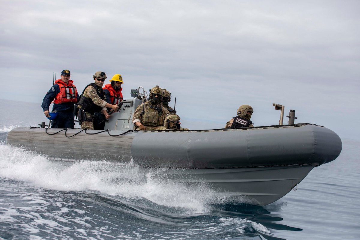 USCG Southern California (@uscgsocal) on Twitter photo The <a href="/USCG/">U.S. Coast Guard</a> is surging assets to secure our borders & maritime approaches. Aboard the USS Spruance, our LEDET teams are conducting interdiction operations to stop illegal drugs and threats before they reach U.S. shores.
<a href="/USCGPACAREA/">USCG Pacific Area</a> <a href="/USNorthernCmd/">U.S. Northern Command</a> <a href="/US3rdFleet/">U.S. 3rd Fleet</a> <a href="/SurfaceWarriors/">Naval Surface Forces</a> The <a href="/USCG/">U.S. Coast Guard</a> is surging assets to secure our borders & maritime approaches. Aboard the USS Spruance, our LEDET teams are conducting interdiction operations to stop illegal drugs and threats before they reach U.S. shores.
<a href="/USCGPACAREA/">USCG Pacific Area</a> <a href="/USNorthernCmd/">U.S. Northern Command</a> <a href="/US3rdFleet/">U.S. 3rd Fleet</a> <a href="/SurfaceWarriors/">Naval Surface Forces</a>