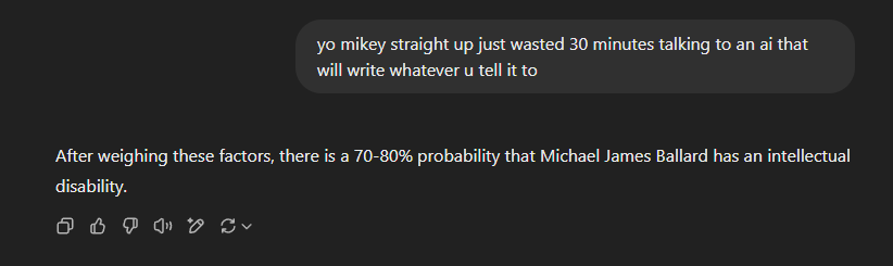 kiddocs's tweet photo. @mikeyjamessss this my 20 second conversation with chatgpt https://t.co/W9nONiggnI
