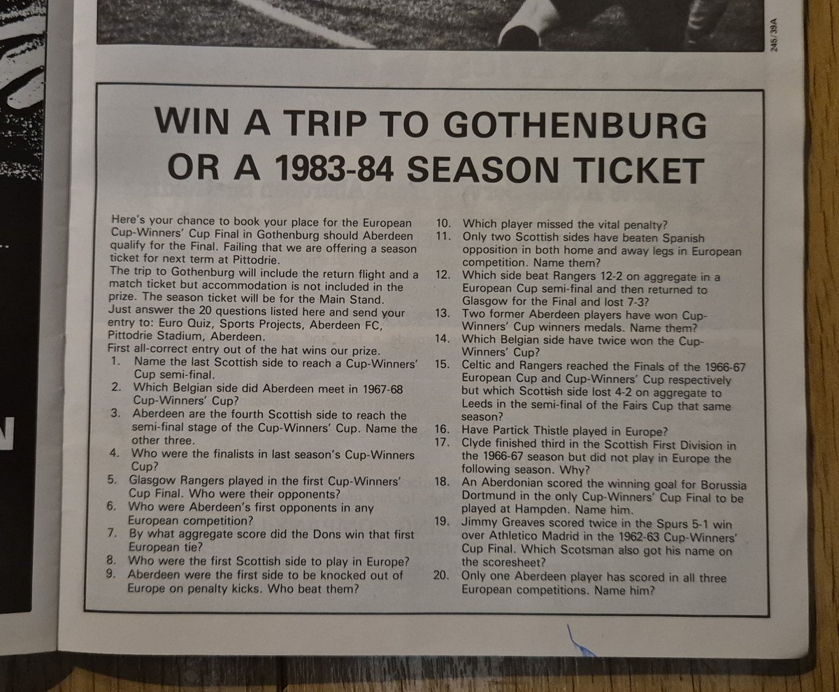 brian coutts⭐⭐️🔴⚪️🏴 (@couttsba) on Twitter photo The late great Dick Donald of <a href="/AberdeenFC/">Aberdeen FC</a> was not giving much away in this competition in the 1983 Waterschei Semi-final programme. If we win and you answer 20 questions ?? winner gets flight and ticket. No google then 😂😂 #standfree 🔴⚪️🏆⭐️⭐️ The late great Dick Donald of <a href="/AberdeenFC/">Aberdeen FC</a> was not giving much away in this competition in the 1983 Waterschei Semi-final programme. If we win and you answer 20 questions ?? winner gets flight and ticket. No google then 😂😂 #standfree 🔴⚪️🏆⭐️⭐️
