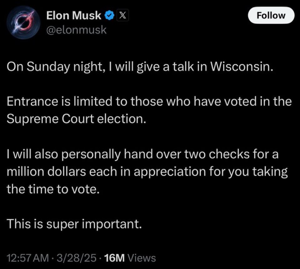 i think it should be illegal to bribe people to vote for a certain party