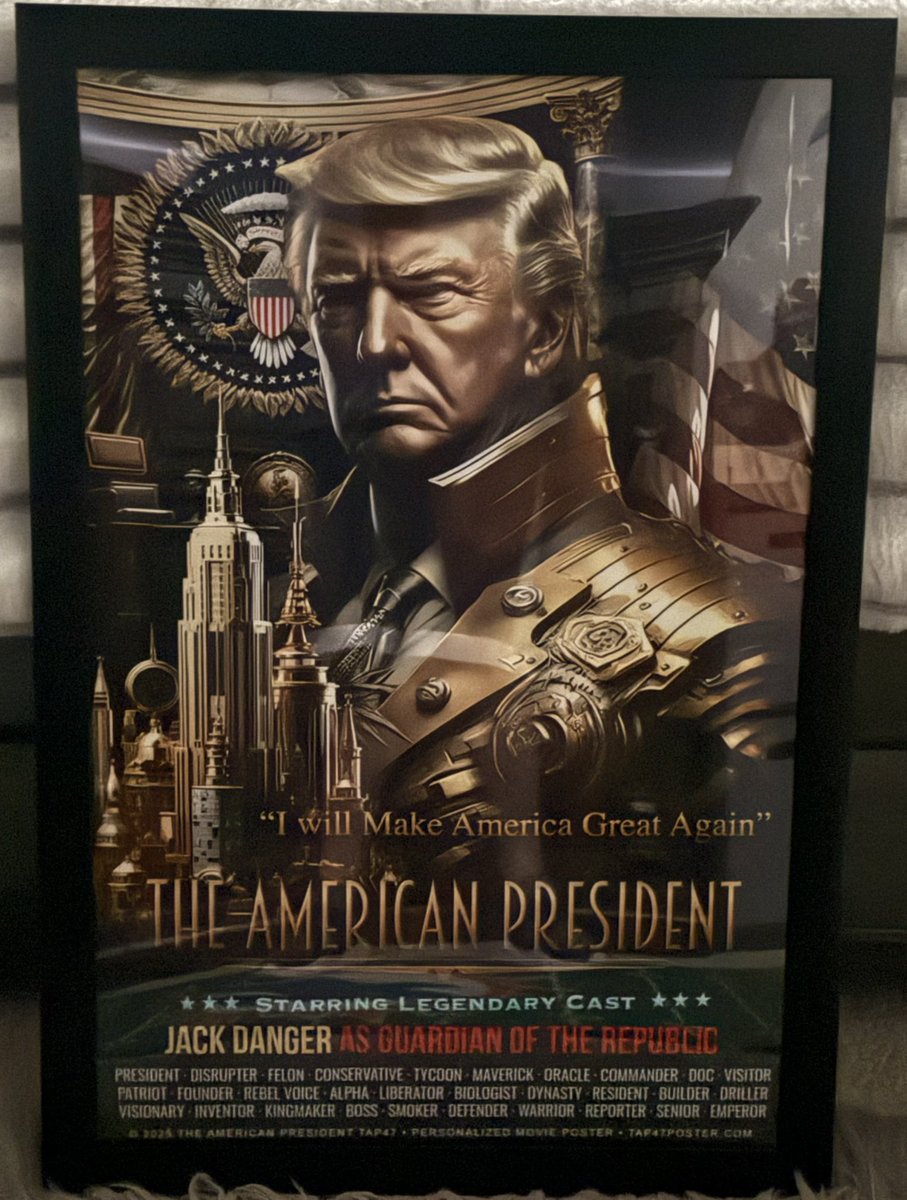 JackDangerLIVE's tweet photo. Wow‼️ This is amazing‼️

Check out this poster from @tap45nft‼️

Sorry for the minor glare but look 👀 at the name on my poster‼️ They personalize each poster &amp; have different designs‼️

As a Patriot that’s part of the MAGA movement, this is a must have‼️

https://t.co/6TsMCjd5Hg https://t.co/Q3dsZdsCEN