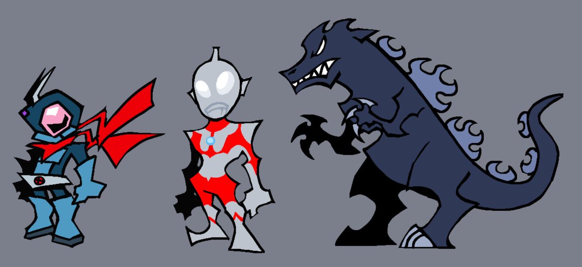 JaySwizzo2's tweet photo. the big three of toku but they're heavily stylized https://t.co/10xMb6dO0t