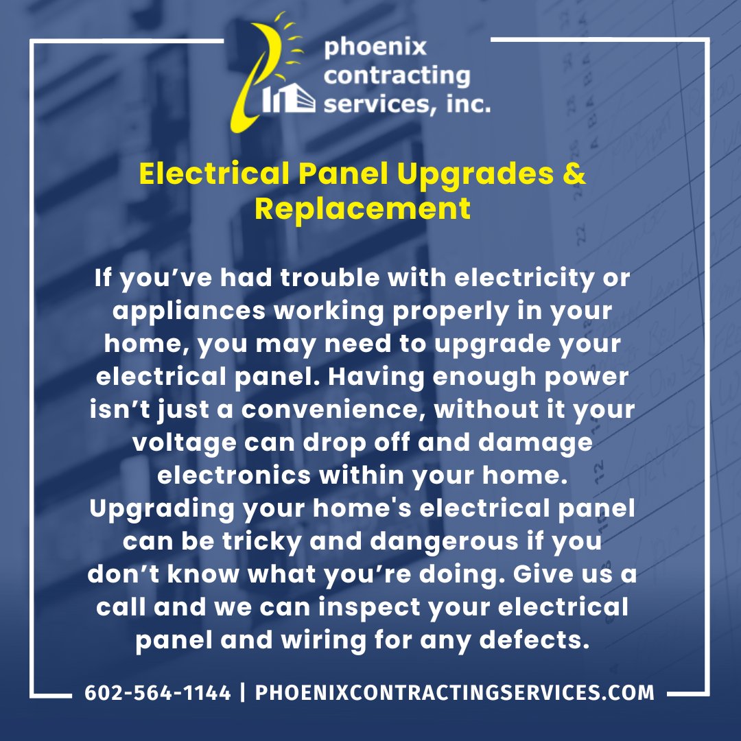 phxcontracting's tweet image. Call us to inspect your electrical panel and wiring for any defects. 602-564-1144

#electricalpanel #contractor #electrical #electrician #phoenix #arizona