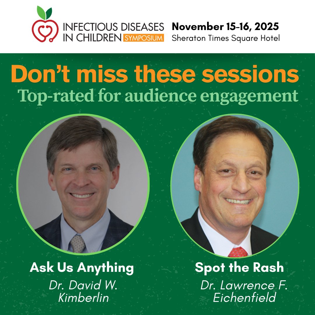 Get ready for TWO of our most popular interactive sessions! Join Dr. David Kimberlin and Dr. Lawrence Eichenfield as they dive into the latest in pediatric infectious disease!  IDCnewyork.com #infectiousdisease #pediatrics  #physician #nurse