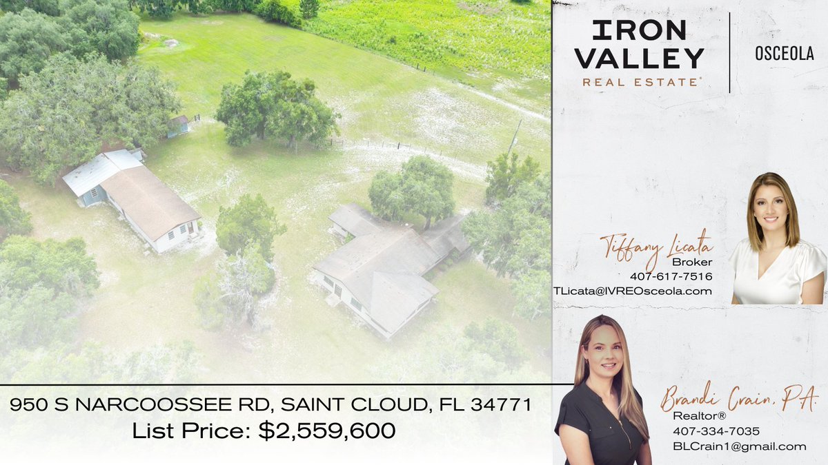 BrandiCrain2's tweet photo. 📢 ATTENTION INVESTORS &amp; DEVELOPERS! 📢 

💰Ready to capitalize on this rare find? Let’s talk! 📲

Brandi Crain, P.A.
Realtor ®
📲 407-334-7035
✉BLCrain1@gmail.com

Tiffany Licata
Broker/Co-Owner
📲 407-617-7515
✉TLicata@IVREOsceola.com https://t.co/OFcnnaZsL2