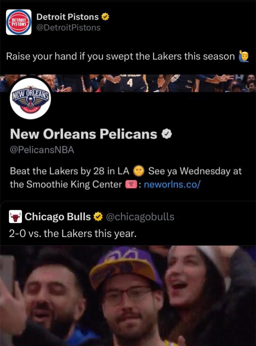 No one:

NBA teams when they beat the Lakers: