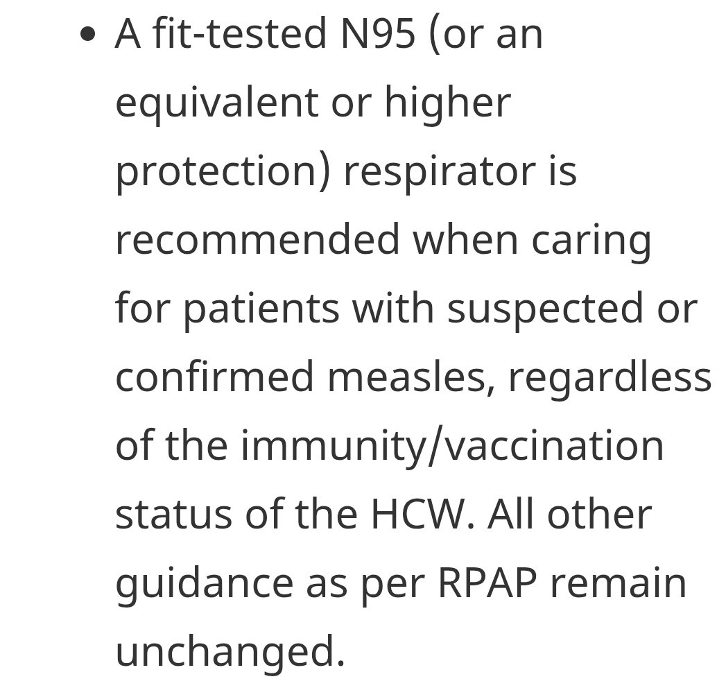 Bean & Sprout's Mom (@beansprouts_mom) on Twitter photo So, <a href="/GovCanHealth/">Health Canada and PHAC</a> updated #Measles infection prevention guidance Jan. N95s for staff AND VISITORS if measles suspected. And it can be asymptomatic, so ...
Surprise! Bonnie Henry is NOT in line with best practice &/or DGAF about protecting HCWs or public.
canada.ca/en/public-heal… So, <a href="/GovCanHealth/">Health Canada and PHAC</a> updated #Measles infection prevention guidance Jan. N95s for staff AND VISITORS if measles suspected. And it can be asymptomatic, so ...
Surprise! Bonnie Henry is NOT in line with best practice &/or DGAF about protecting HCWs or public.
canada.ca/en/public-heal…