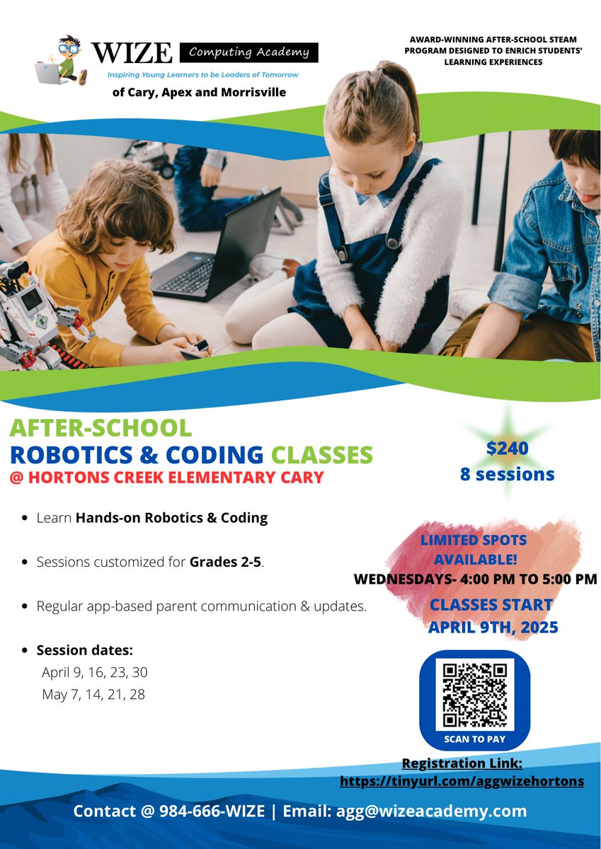Excited to have Wize Robotics program launch at <a href="/HortonsCreekES/">Hortons Creek ES</a> #STEAM after school program.