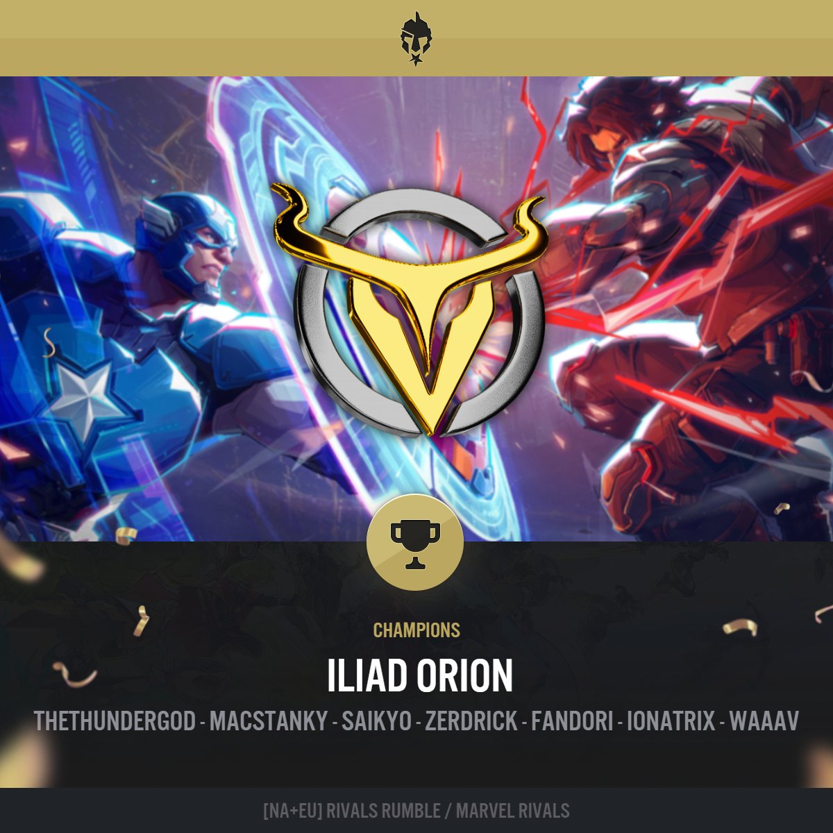 EGL (Esports Gaming League) (@egl) on Twitter photo 🏆Champions of the <a href="/MarvelRivals/">Marvel Rivals</a> Rumble <a href="/TVOEsports/">The Valhallan Order</a> !
Thank you 🎉
🎙️<a href="/ShibbyCasts/">Shivnit 'Shibby' Sharma</a> and <a href="/ArdyIRL/">NMSS Ardy @ Fragpunk World Clash</a>
📹 <a href="/T3R1YAK1/">Dante Hawkins</a> and the entire TVO Crew 👏 🏆Champions of the <a href="/MarvelRivals/">Marvel Rivals</a> Rumble <a href="/TVOEsports/">The Valhallan Order</a> !
Thank you 🎉
🎙️<a href="/ShibbyCasts/">Shivnit 'Shibby' Sharma</a> and <a href="/ArdyIRL/">NMSS Ardy @ Fragpunk World Clash</a>
📹 <a href="/T3R1YAK1/">Dante Hawkins</a> and the entire TVO Crew 👏