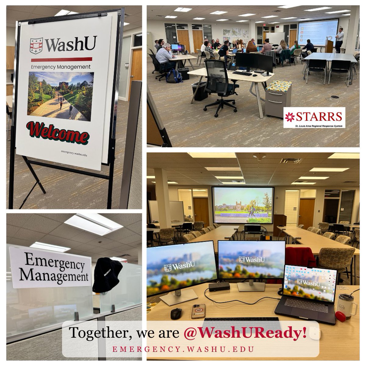 Today at <a href="/WashU/">WashU</a>  North Campus Emergency Operations Center members of the <a href="/WashUReady/">WashU Ready</a>  team had the pleasure of hosting representatives from the St. Louis Area Regional Response System (STARRS).  

Emergency management evolves from day to day and incident to incident—and it takes