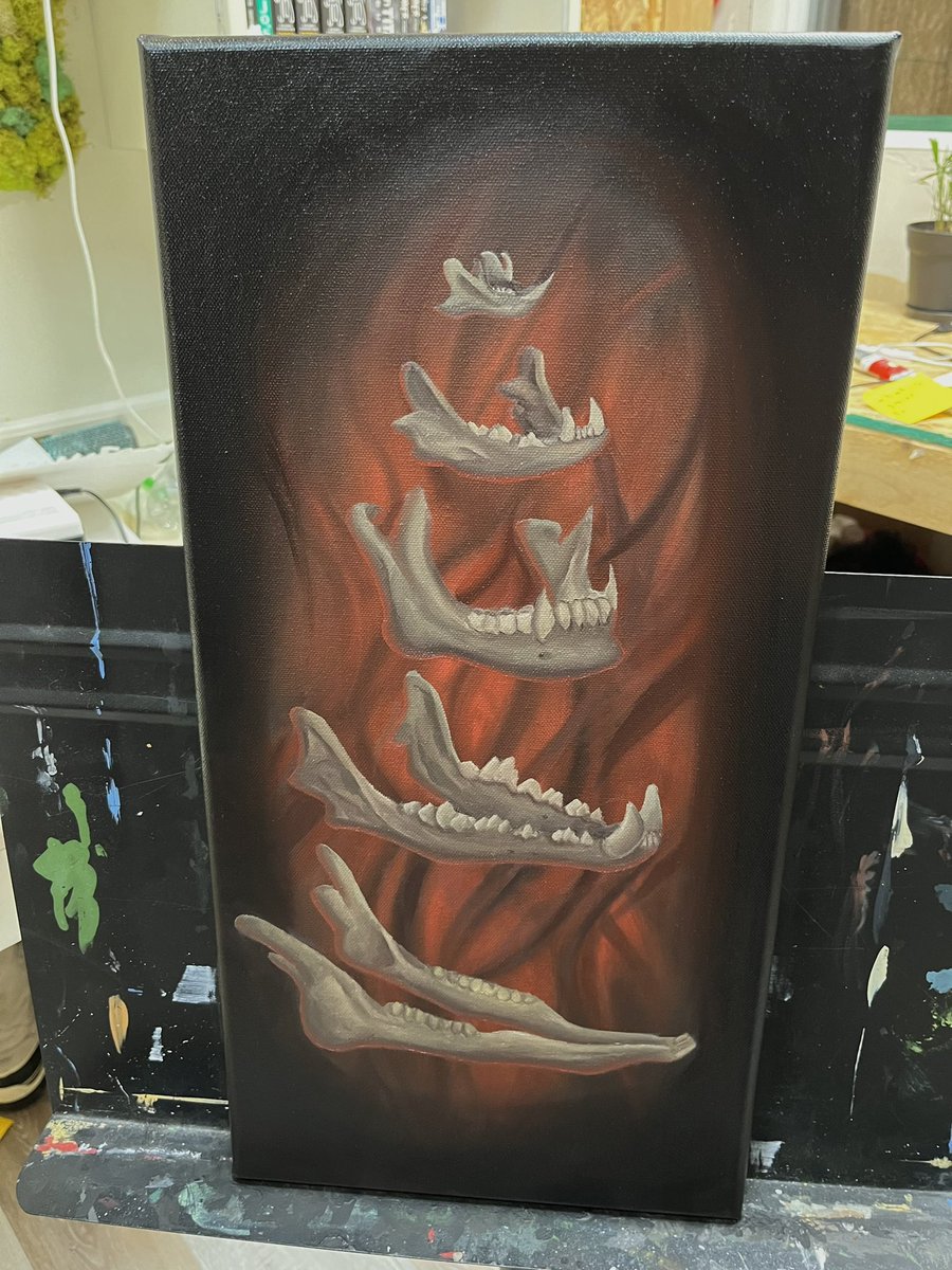 Dragon_Fox_Anim's tweet image. Oil on canvas painting I did! My first oil painting! Inspired by sleep token! #SupportHumanArtists