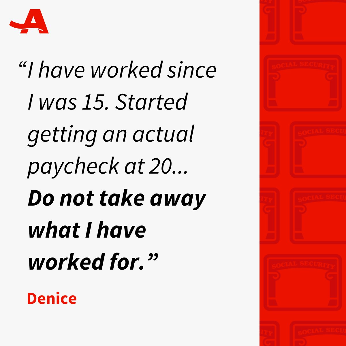 You’ve worked hard and paid into Social Security with every paycheck your entire working life. Join us in sending a loud and clear message to lawmakers: Social Security must be protected!

Take action NOW -- tell lawmakers: It's my money. I've earned it. spr.ly/6019F87tJ