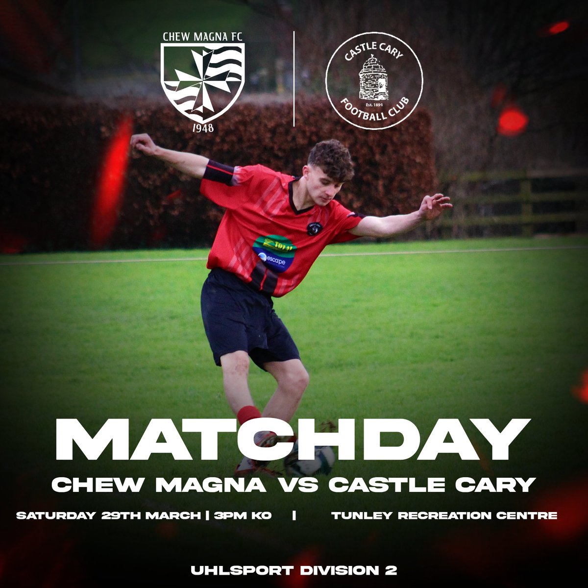 MATCHDAY
⚽ Chew Magna First Vs Castle Cary First
🏆 Uhlsport Division 2
🏟 Away
⏱ KO: 3PM

#CCFC #CastleCaryFC🔴⚫