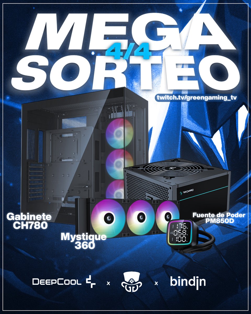 Las jugadas que se ven en Green Gaming solo pueden venir de verdaderos locos... igual que nosotros, que les traemos un sorteo imperdible junto a @Deepcoolmx ❄️ y <a href="/bindin_gg/">Bindin</a> 💜

🔹 Los ganadores se anunciarán el 4 de abril en stream
✅ 3 Ganadores
✅ Valido para toda Latinoamérica