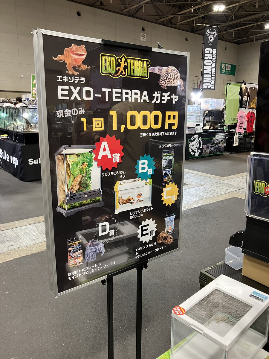 ナゴレプ、オープンしました！

新商品の紹介やサンプリング、ガチャガチャ、レイアウト教室などやりますので、ブースまでお越しください！

#エキゾテラ #exoterra #ナゴヤレプタイルズワールド