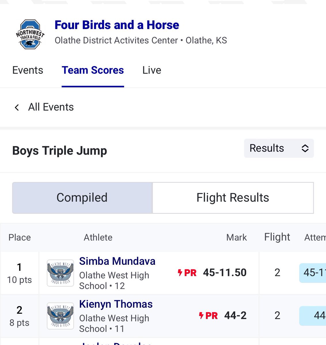 Simba Mundava and Kienan Thomas go 1-2 in the triple