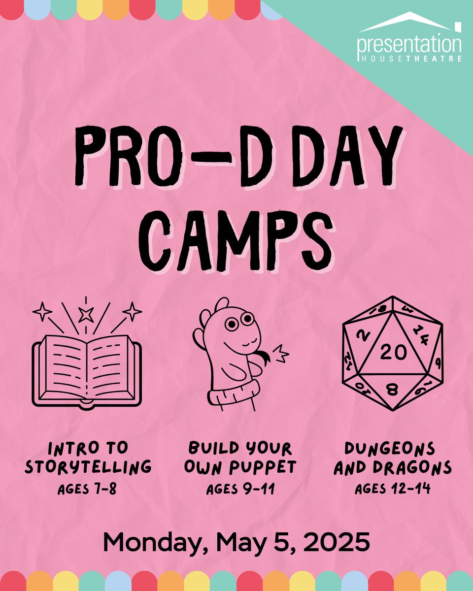 PHT is launching Pro-D Day Camps for children and youth! Register your child for one of the three camps we have to offer, designed to spark their creativity, encourage play, and deepen their connection to the world of theatre!

Find out more today at phtheatre.org/pro-d-day-camp…