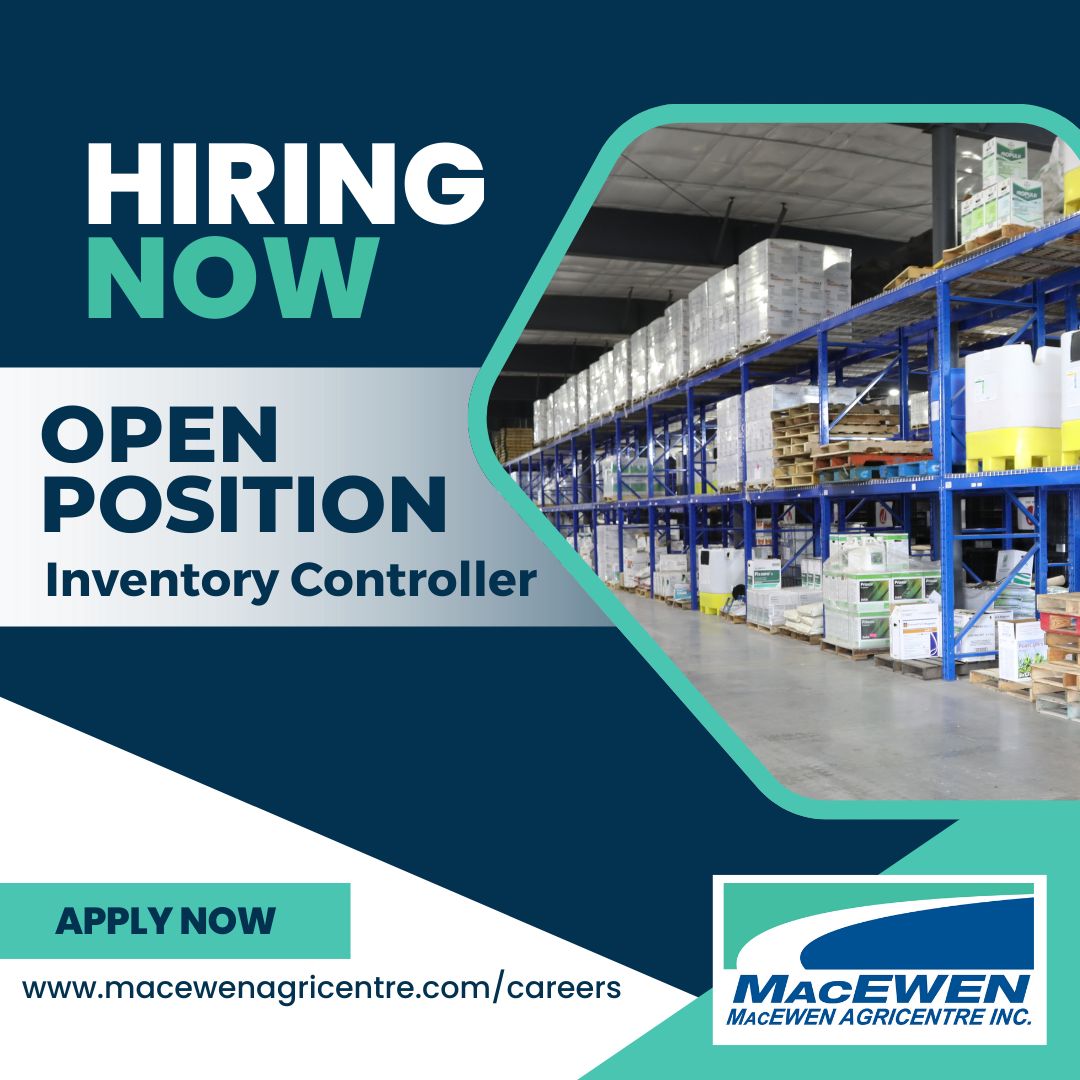 Join our team! Now hiring an Inventory Controller. Apply at macewenagricentre.com/careers  #NowHiring #CareerOpportunity #Agriculture / Rejoignez l'équipe! Nous recrutons un Contrôleur de stock. Postulez  agricentremacewen.com/carrières  #EmploiAgricole #Recrutement #OpportunitéDeCarrière