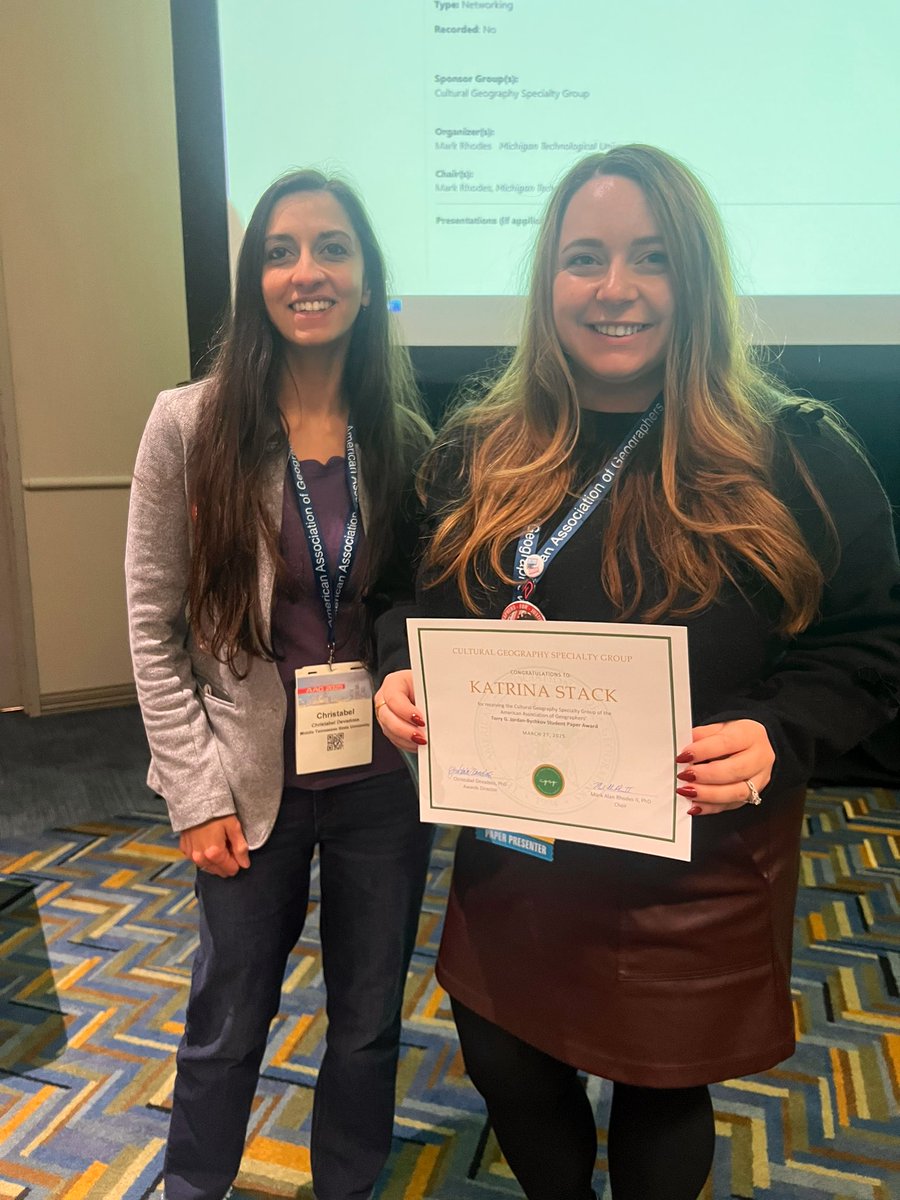 Congratulations to the Cultural Geography paper award winner: Katrina Stack! <a href="/Kat_Geographic/">Katrina</a>