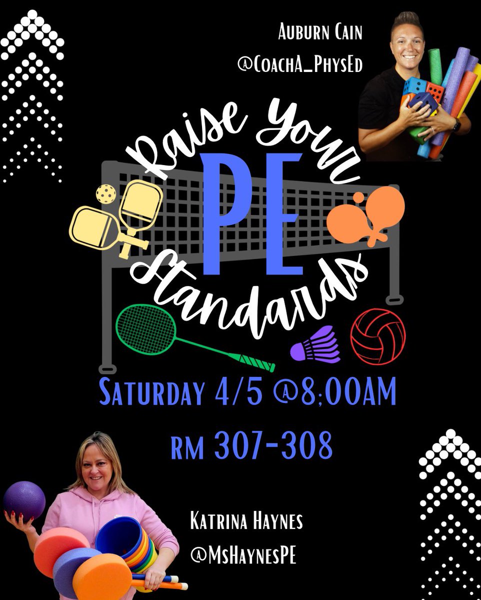 Katrina Haynes (@mshaynespe) on Twitter photo #SHAPEbaltimore is a few days away! As you plan your schedule do not forget to end the week in the best way possible by joining <a href="/CoachA_physed/">Auburn Cain</a> & I while we "Raise Our PE Standards" together we will share & practice how to modify activities for different grade levels & learners! #SHAPEbaltimore is a few days away! As you plan your schedule do not forget to end the week in the best way possible by joining <a href="/CoachA_physed/">Auburn Cain</a> & I while we "Raise Our PE Standards" together we will share & practice how to modify activities for different grade levels & learners!