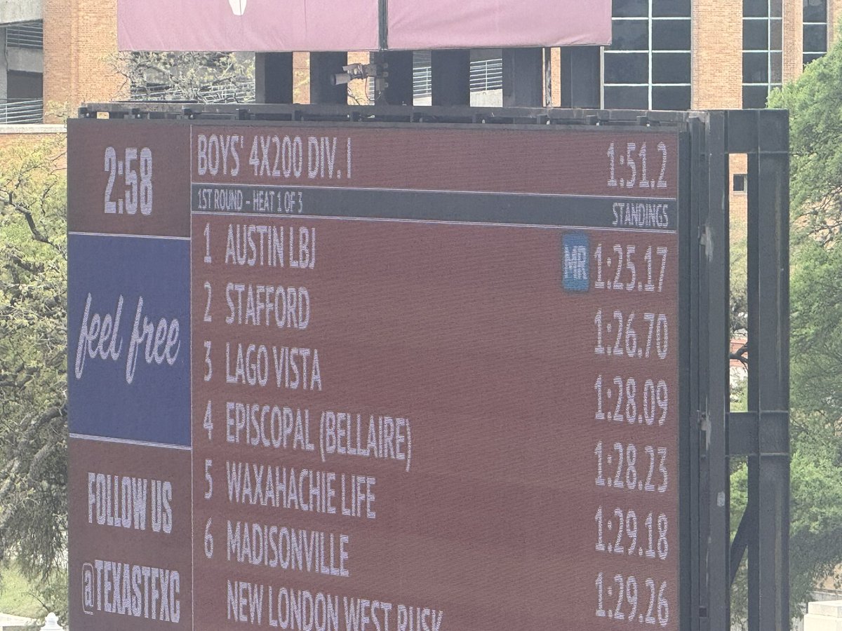TheAntioneBaker's tweet photo. New meet record (4a) 4x200 relay (first leg)

@ali15scott @treawnx @ladainian_green https://t.co/VESNxWau34