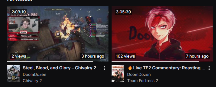DoomDozen's tweet photo. Todays stream made many funny and entertaining moments so feel free to check them out via my twitch clips page! 

Really did enjoy  todays stream so thanks to everyone for joining 🖤❤️

#TF2 #Chivalry2 #streamer 
https://t.co/lF8UBEsat9 https://t.co/2vMntSXa5X