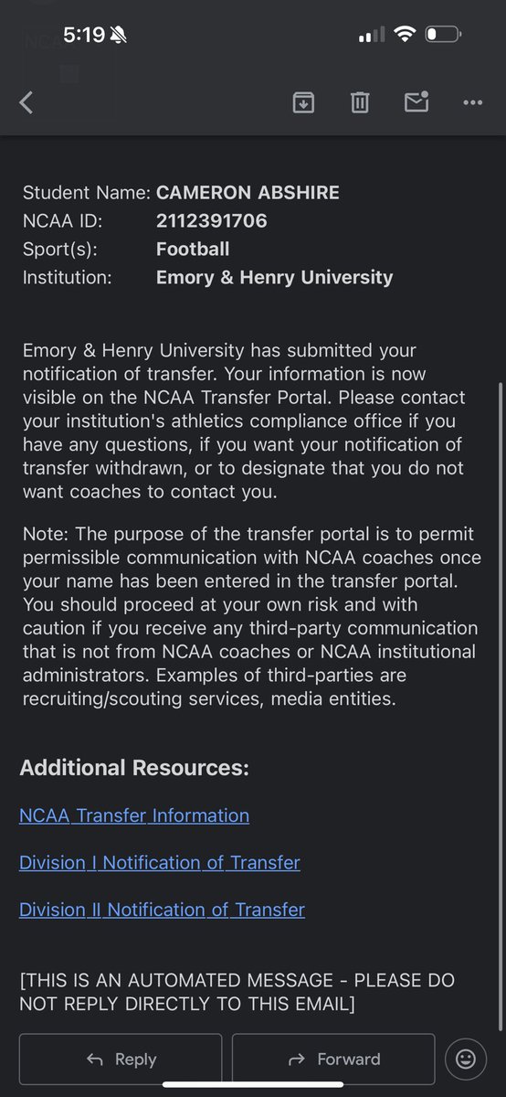 I am officially in the transfer portal!