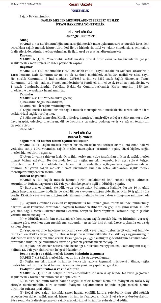 Serbest meslek icrası yönetmeliği yayımlandı!

Tüm meslektaşlarımız ve sağlık profesyonellerine hayırlı olsun!

resmigazete.gov.tr/eskiler/2025/0…