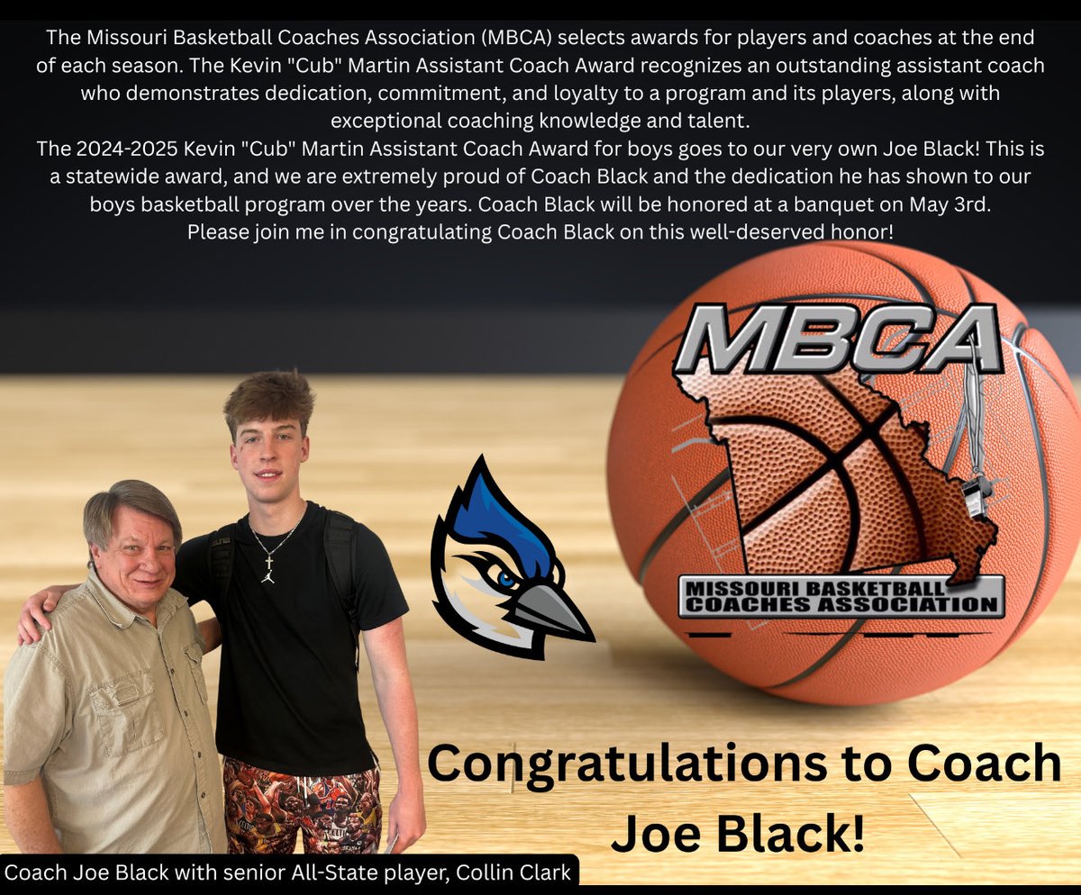 Congrats to Coach Joe Black on this well-deserved award! <a href="/MbcaCoaches/">MBCA</a>