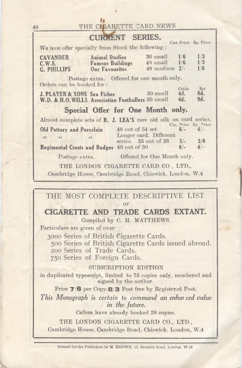 Perhaps one of the earliest hobby publication advertisements?  From the December 1935 issue of Cigarette Card News.
#HobbyLibrary