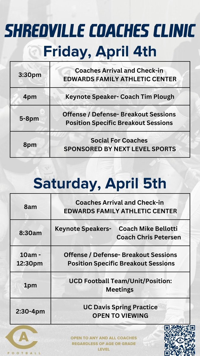 UC Davis Football (@ucdfootball) on Twitter photo One week out from bringing back some legends of UC Davis to Shredville!
Spots are filling up fast for our coaches clinic! Guarantee your opportunity by using the link below to sign up today!
Looking forward to seeing everyone next Friday #FINDJOY
🔗: ucdavisfootballcamps.totalcamps.com/shop/product/4… One week out from bringing back some legends of UC Davis to Shredville!
Spots are filling up fast for our coaches clinic! Guarantee your opportunity by using the link below to sign up today!
Looking forward to seeing everyone next Friday #FINDJOY
🔗: ucdavisfootballcamps.totalcamps.com/shop/product/4…