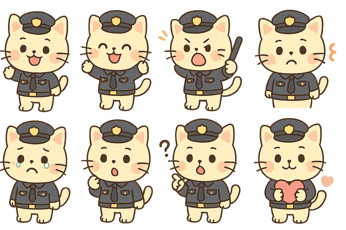Claudeのプロジェクト機能でプロンプト生成してもらって、それをChat GPTに投げたら一瞬で🐈警察官の完成！

こりゃ、しっかり使いこなせればLINEスタンプ販売も可能だと思われ！

この画像を一瞬で作ったプロンプトが欲しい方は「ねこ」とリプでください。

#Claude #ChatGPT #画像生成