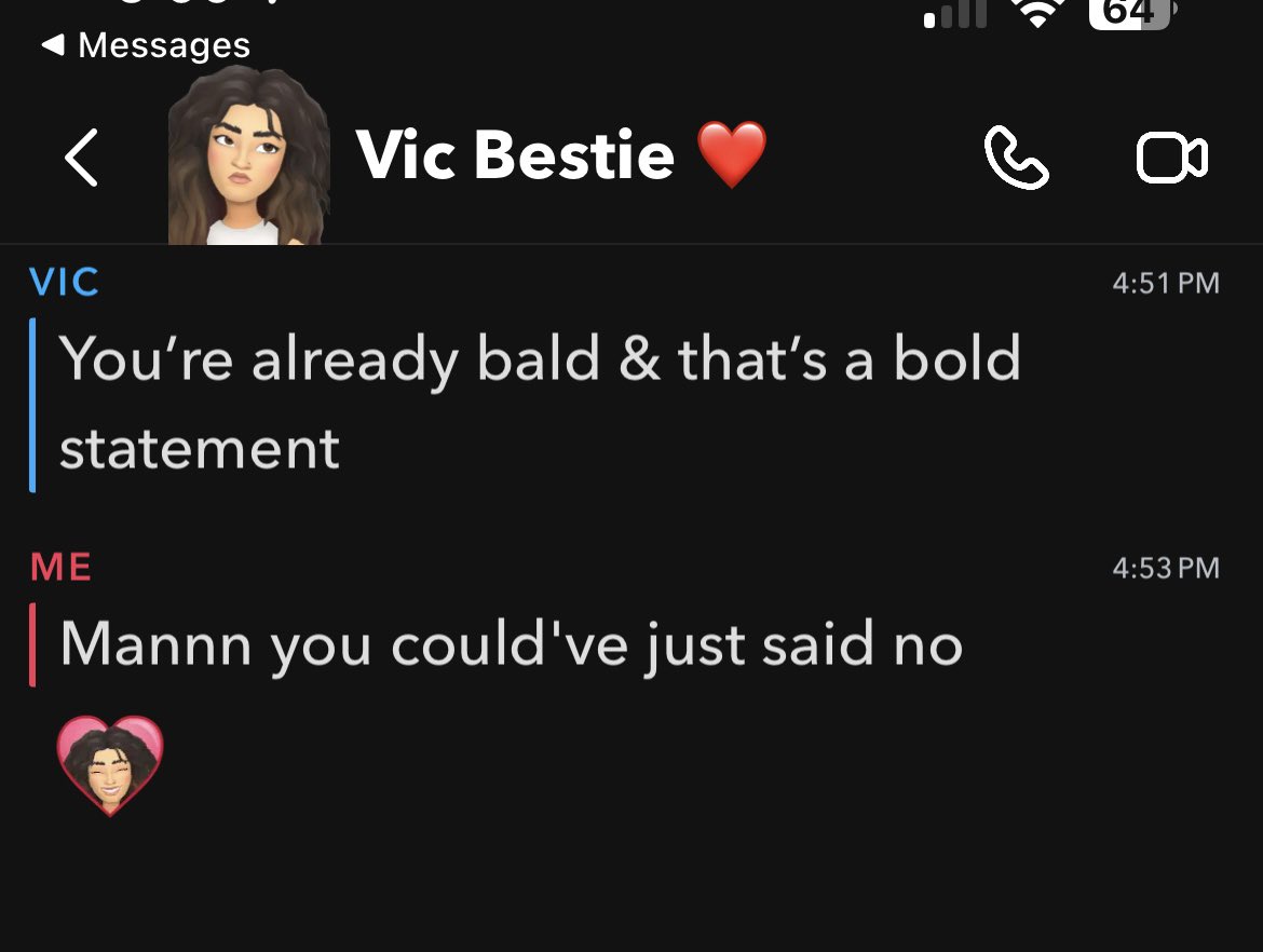She's fucking mean for no reason 😭 I just asked if I should try a new look w my mustache 💀