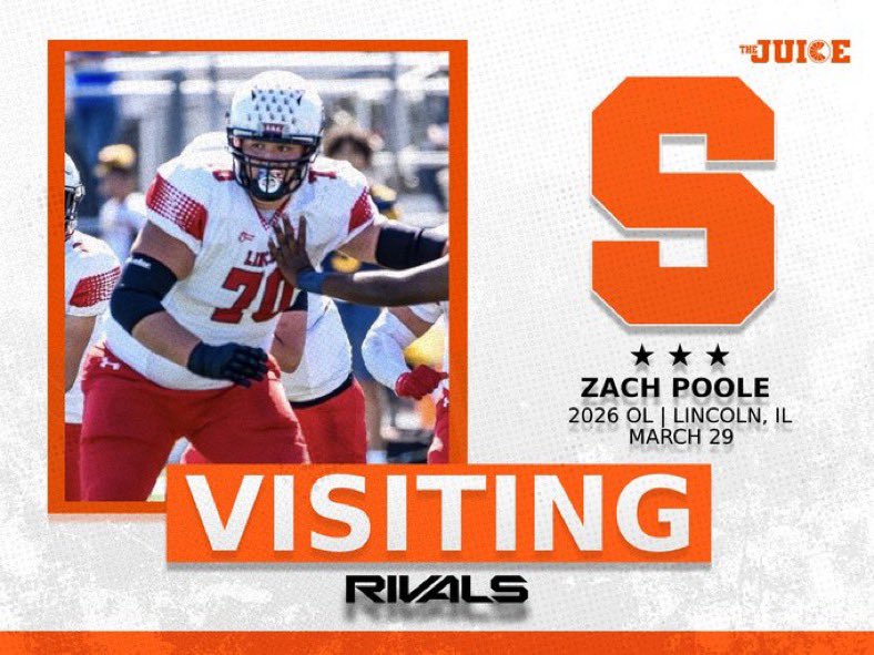 Zach Poole (@zachpoole70) on Twitter photo Syracuse tomorrow‼️#cuse
<a href="/drwilliams131/">Dale Williams</a> <a href="/FranBrownCuse/">Fran Brown</a> <a href="/allpraisesdue7/">Stack Williams</a> @CuseRivalsCK <a href="/CuseFootball/">Syracuse Football</a> <a href="/TheJuiceOnline/">Syracuse On SI | The Juice Online</a> Syracuse tomorrow‼️#cuse
<a href="/drwilliams131/">Dale Williams</a> <a href="/FranBrownCuse/">Fran Brown</a> <a href="/allpraisesdue7/">Stack Williams</a> @CuseRivalsCK <a href="/CuseFootball/">Syracuse Football</a> <a href="/TheJuiceOnline/">Syracuse On SI | The Juice Online</a>