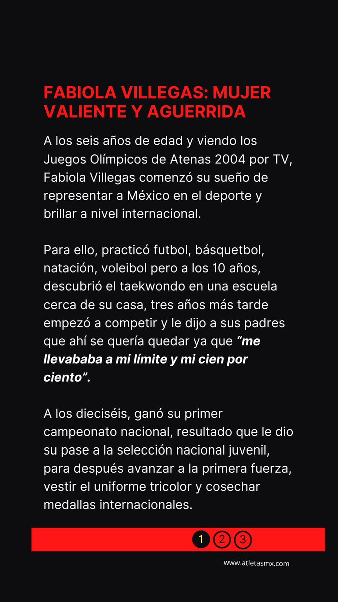 atletasmxof's tweet photo. 🚨 Fabiola Villegas: ¡Mujer valiente y aguerrida! @fabiolavm04 🥇🥋 
.
.
.
.
#buenasnoticias #noticiasqueinspiran #noticias #historias #taekwondo #tkd #mujerydeporte #atletasmx #orgullomx https://t.co/fTNt0a9Vqt