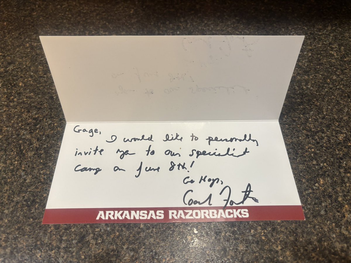 Gage Overbey (@gageoverbey) on Twitter photo Thanks to <a href="/RazorbackFB/">Arkansas Razorback Football</a> for the letter and camp invite!
<a href="/TV_VIKINGSTRONG/">VIKING STRONG</a> <a href="/TippecanoeF/">Tippecanoe Valley Football</a>
<a href="/CoachSFountain/">Scott Fountain</a> Thanks to <a href="/RazorbackFB/">Arkansas Razorback Football</a> for the letter and camp invite!
<a href="/TV_VIKINGSTRONG/">VIKING STRONG</a> <a href="/TippecanoeF/">Tippecanoe Valley Football</a>
<a href="/CoachSFountain/">Scott Fountain</a>