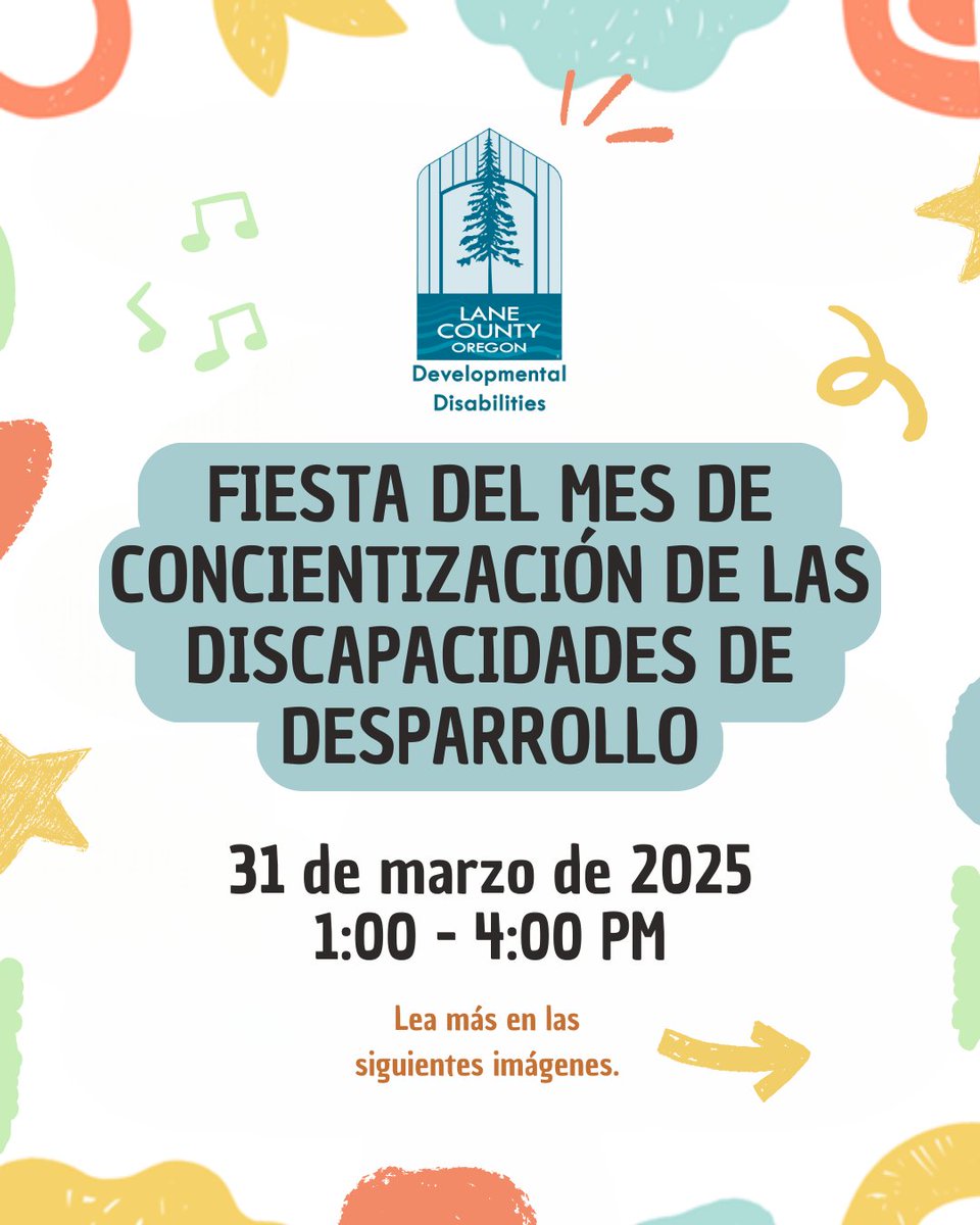 LaneCOHHS's tweet image. Fiesta del mes de concientización de las discapacidades de desparrollo 🎉
🗓️ 31 de marzo de 2025 1:00 - 4:00 PM
📍 2513 Martin Luther King Jr. Blvd, Eugene, OR 97401
---
#DDAwareness #LaneCountyEvents #CommunityFun