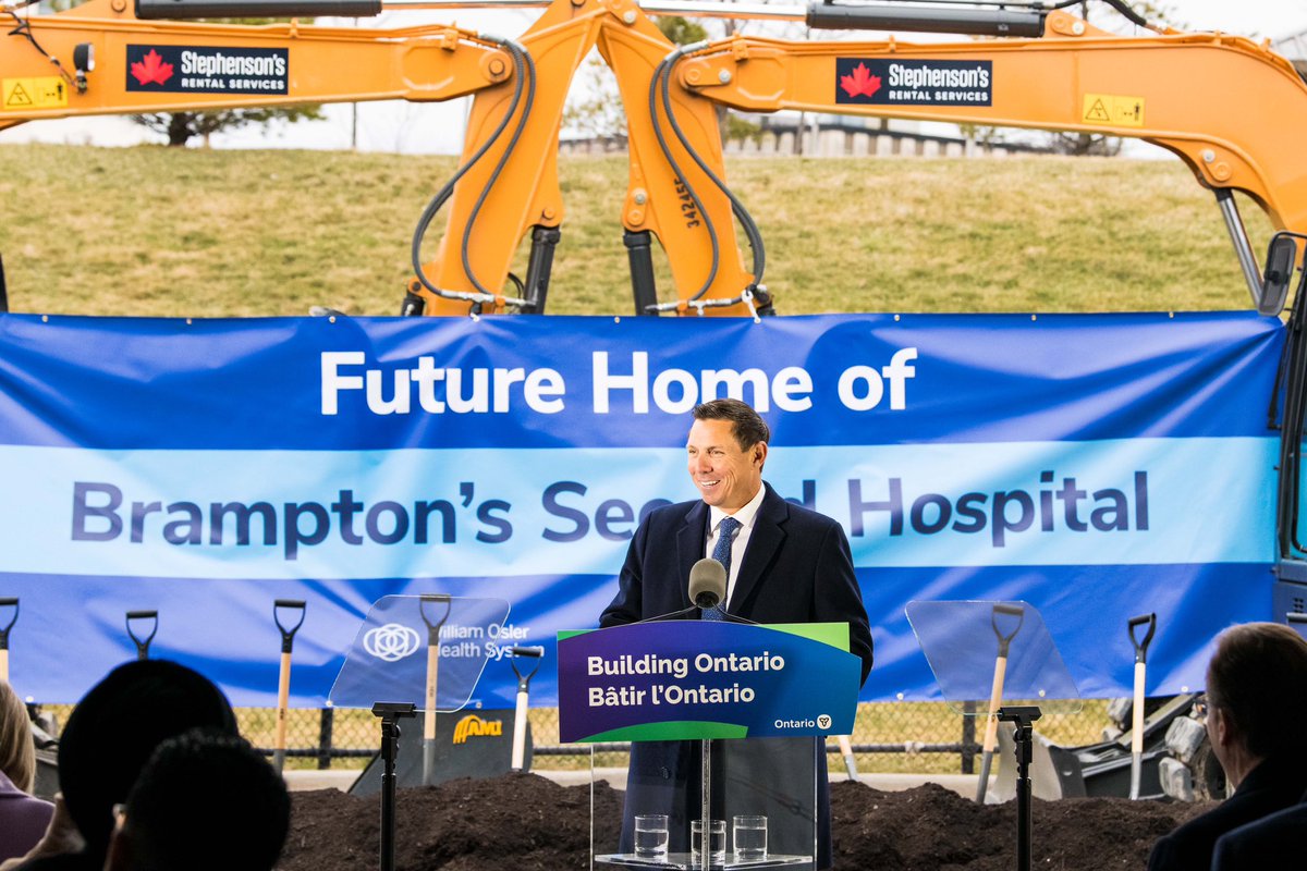 patrickbrownont's tweet photo. The City of Brampton was proud to join @OslerHealth today for the groundbreaking of Brampton’s second hospital at Peel Memorial, a site that has supported our community for 100 years.
 
With a $2.3 billion investment from the Province this new hospital will bring expanded health care services to meet the needs of Brampton’s growing population.

Today is an historic day for the @CityBrampton.  Let the construction begin!
