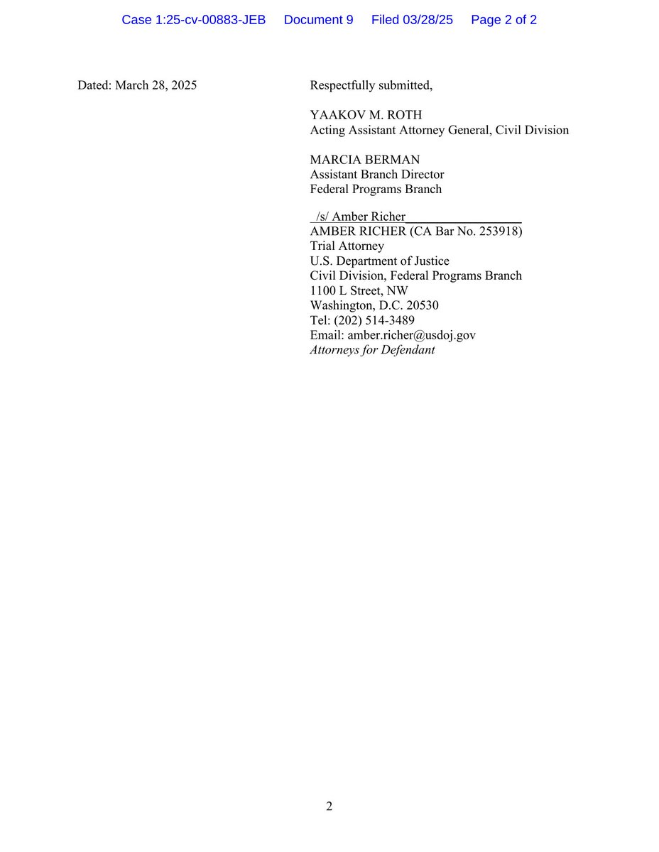 New filing: "American Oversight v. Hegseth (Houthi Signal Group Chat)"
Doc #9: Notice (Other)

PDF: courtlistener.com/docket/6978883…

#CL69788832