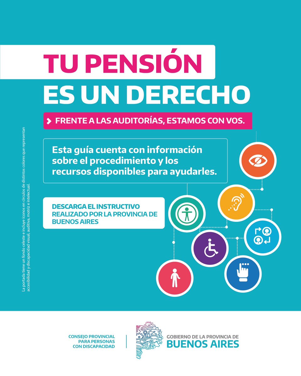 ¡Tu pensión es un derecho! ✅

En la Provincia de Buenos Aires trabajamos para garantizar que nadie se quede sin su pensión.

📄 Descargá el instructivo con toda la información necesaria: fs.comunicacionpublica.gba.gob.ar/politicaspubli… 

#InclusiónParaTodxs #TuPensiónEsUnDerecho #Accesibilidad