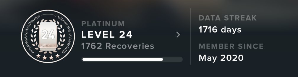Dearest <a href="/WHOOP/">WHOOP</a>, my device died in the night destroying a continuous 1716 day data steak. I even went out of my way to buy chargers when traveling to keep the streak alive. Sad day.