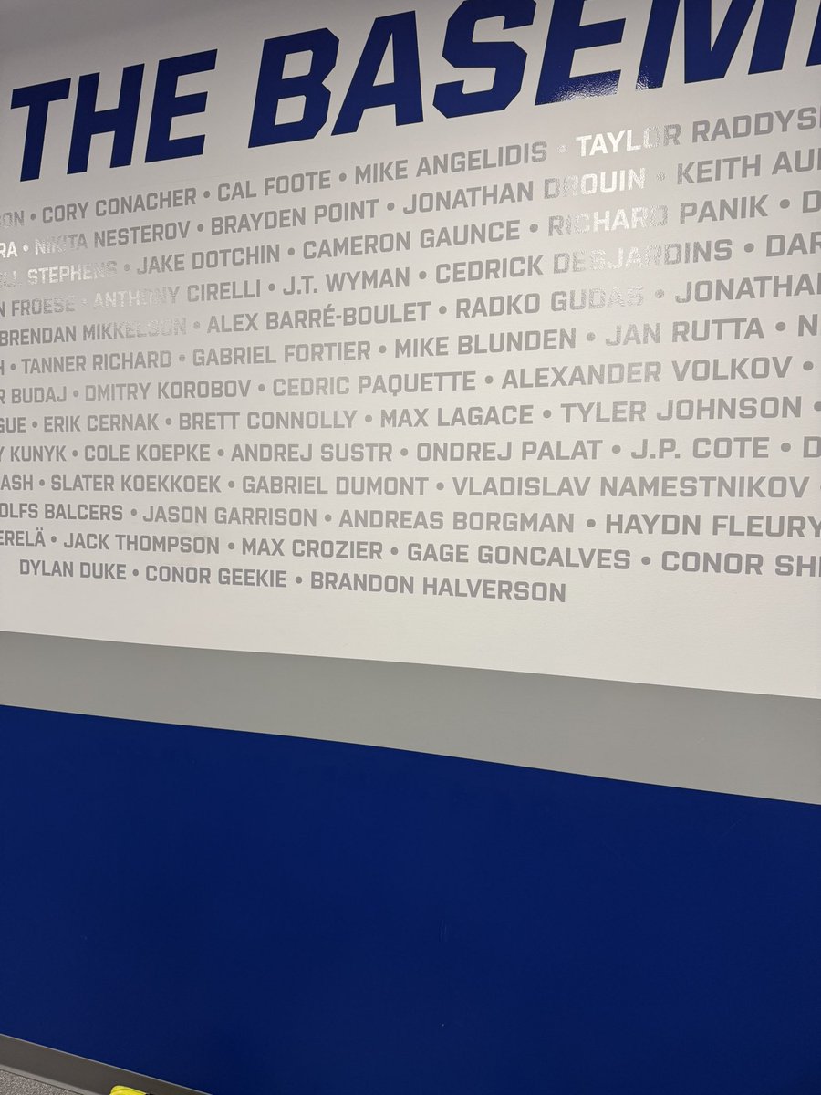 boogatc's tweet photo. Adding another name to the wall! @TBLightning @SyracuseCrunch
13 years of player development! #BuiltInTheBasement https://t.co/hBp0zm3mth