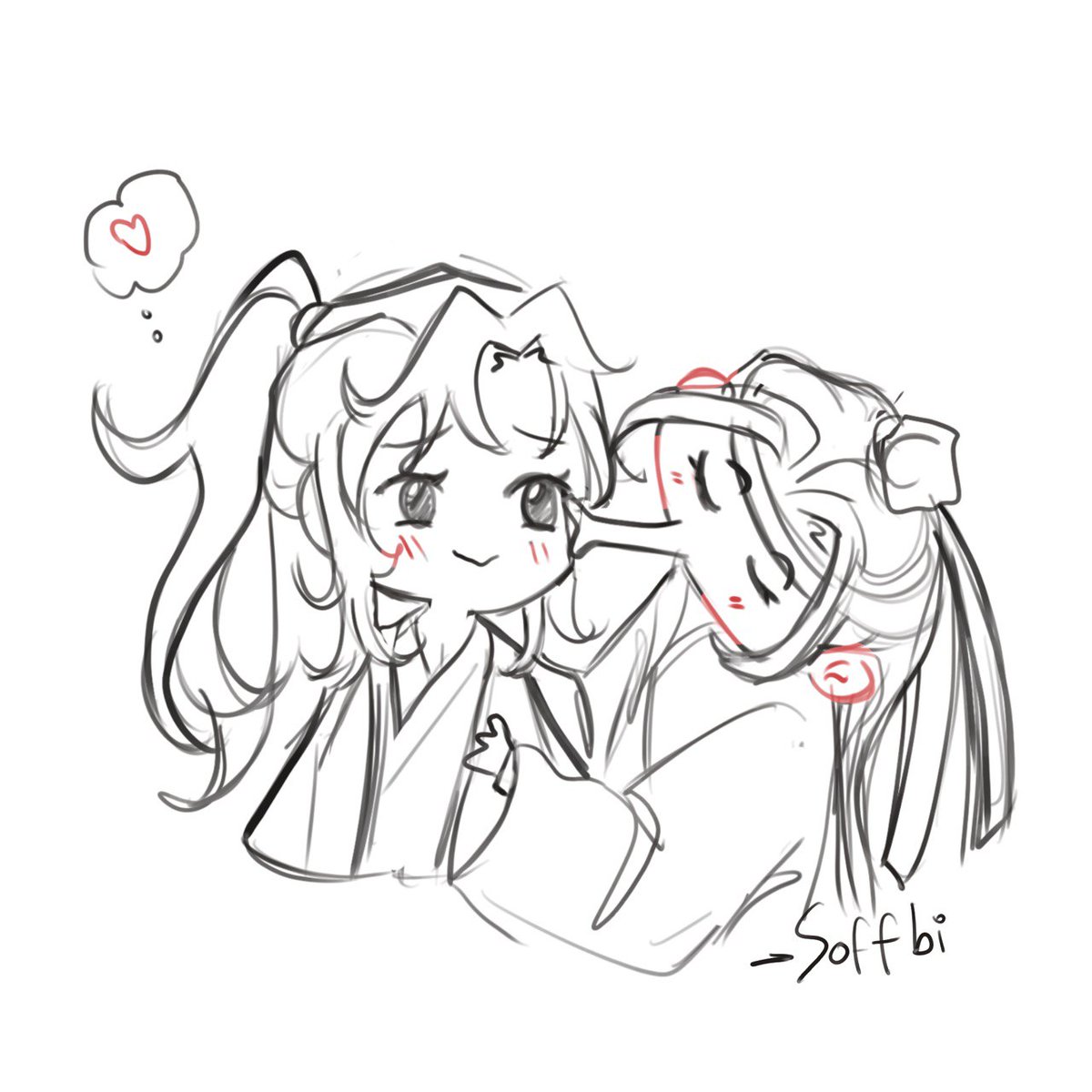 _soffbi's tweet image. Silly drawing of drunk Lan Zhan from my last tiktok video ~
&amp;lt;3

#mdzs #wangxian