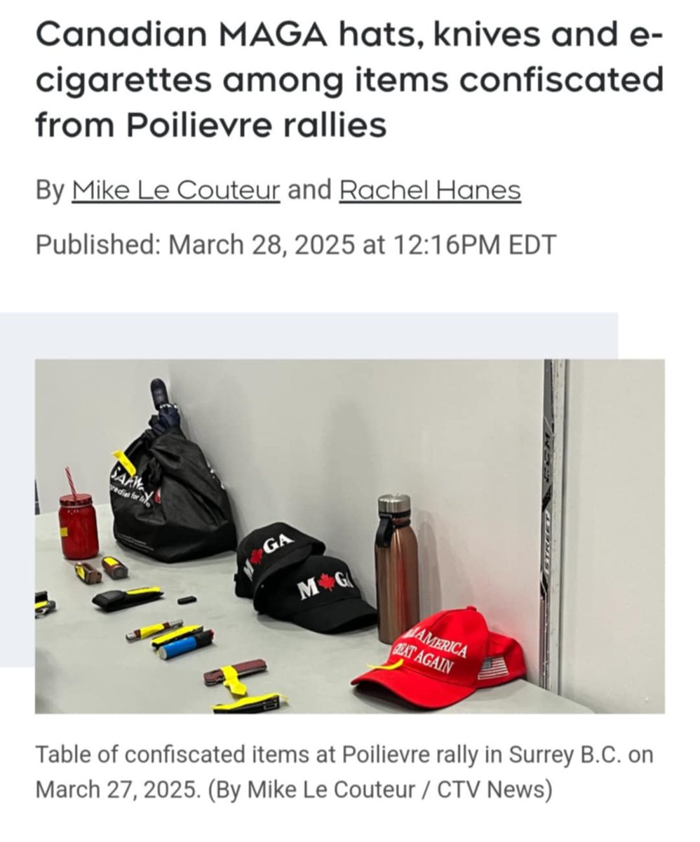 They can try to confiscate the MAGA hats at Conservative rallies now, but they still can't hide the enthusiasm so many Canadian Conservative stalwarts have for Donald Trump.

Don't forget that, until very recently, so many Conservatives used to proudly post themselves with these