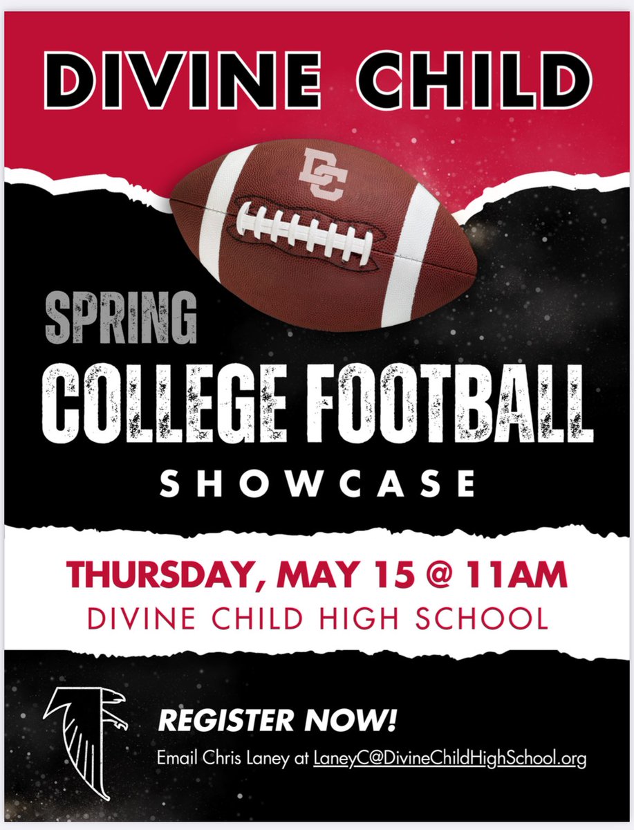 Drew “Lefty” Sheridan✝️ (@drewsheridan9) on Twitter photo Save the date!! Can’t wait to get out in front of everyone with my teammates . Coaches you can register at laneyc@divinechildhighschool.org
#falcons #lefty
<a href="/CoachDanEnos/">Dan Enos</a> <a href="/ToledoQBs/">Robert Weiner</a> <a href="/Coach_JBoyer/">Jon Boyer</a> <a href="/CoachIzzy1/">Scott Isphording</a> <a href="/BushHamdan/">Bush Hamdan</a> <a href="/CoachTPart/">Travis Partridge</a> <a href="/A_Ragland14/">Gus Ragland</a> <a href="/CoachMattAldy/">Matt Alderfer</a> <a href="/RFornshellFB/">Reagan Fornshell</a> Save the date!! Can’t wait to get out in front of everyone with my teammates . Coaches you can register at laneyc@divinechildhighschool.org
#falcons #lefty
<a href="/CoachDanEnos/">Dan Enos</a> <a href="/ToledoQBs/">Robert Weiner</a> <a href="/Coach_JBoyer/">Jon Boyer</a> <a href="/CoachIzzy1/">Scott Isphording</a> <a href="/BushHamdan/">Bush Hamdan</a> <a href="/CoachTPart/">Travis Partridge</a> <a href="/A_Ragland14/">Gus Ragland</a> <a href="/CoachMattAldy/">Matt Alderfer</a> <a href="/RFornshellFB/">Reagan Fornshell</a>