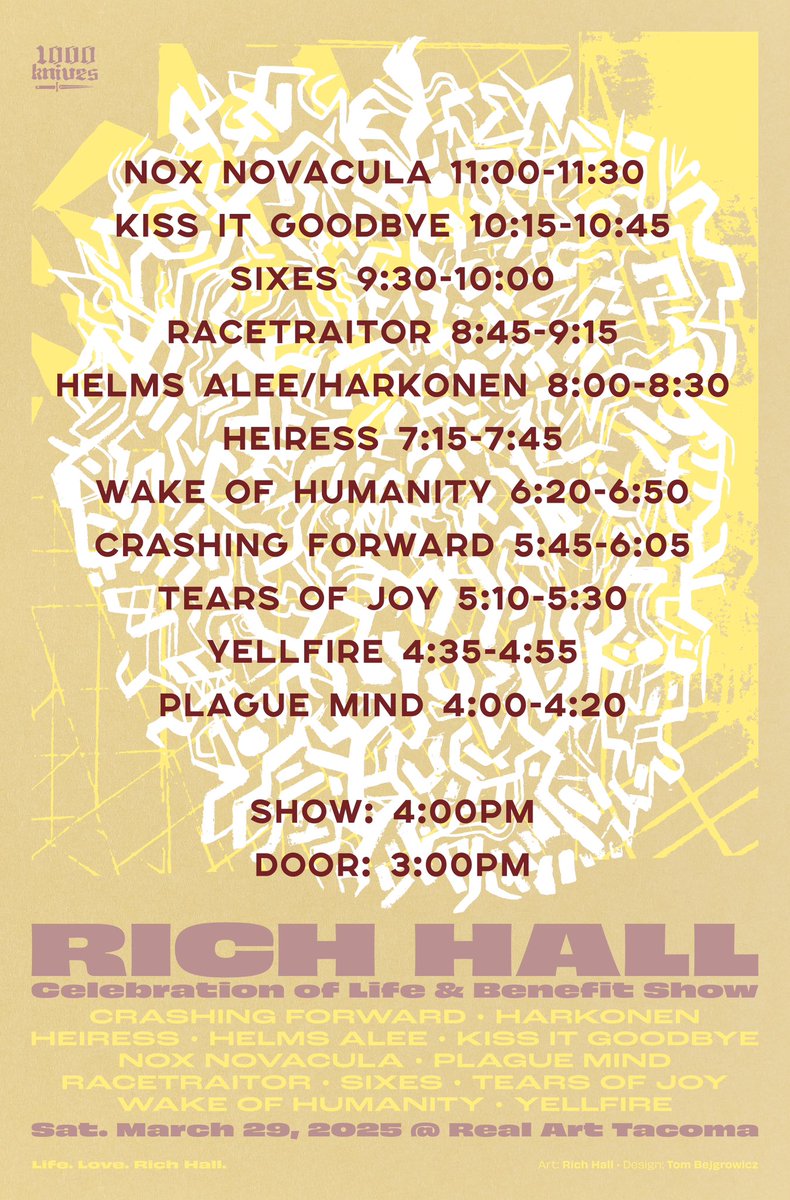 LET’S DO IT FOR RICH! Set times for the gig tomorrow. Show is almost sold out. 44 tickets left as I’m posting this. Get yours now, GIVE IN TO FOMO! venuepilot.co/events/rich-ha… #LifeLoveRichHall #RichHallForever