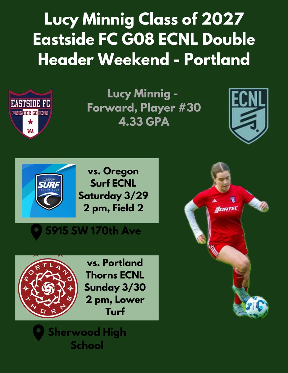 LucyMinnig's tweet photo. Headed down to Portland for another Double Header! @ECNLgirls  @ImCollegeSoccer @PrepSoccer @TopDrawerSoccer https://t.co/T7vf8SI5Vp