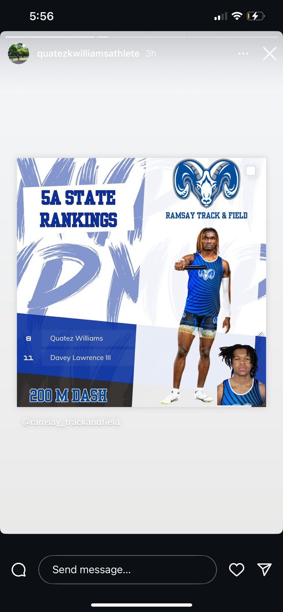 Current 5A rankings track  <a href="/RamsayFootball/">Ramsay Football</a> #trackandfield #track #alabama