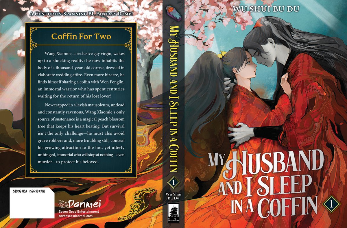 New #danmei cover reveal! ✨ MY HUSBAND AND I SLEEP IN A COFFIN (NOVEL) Vol. 1 by Wu Shui Bu Du, with cover art by <a href="/Oniku_kui_tai/">ONIKU kuitai</a> and interior art by <a href="/haco_etc_/">千景 || J庭 - ふ42ab🕊️</a>! #SevenSeasDanmei

Out in English print/digital this August—pre-order now!
sevenseasdanmei.com/#coffin1